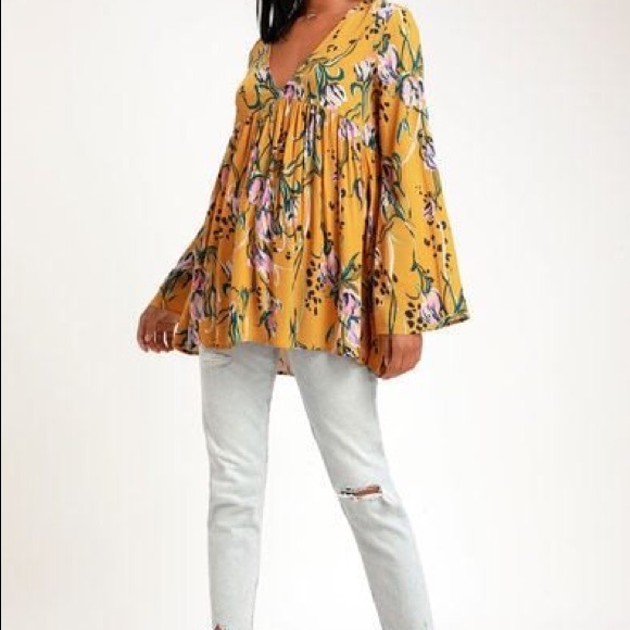 Bella Printed Tunic in Yellow Combo - Picture 3 of 4